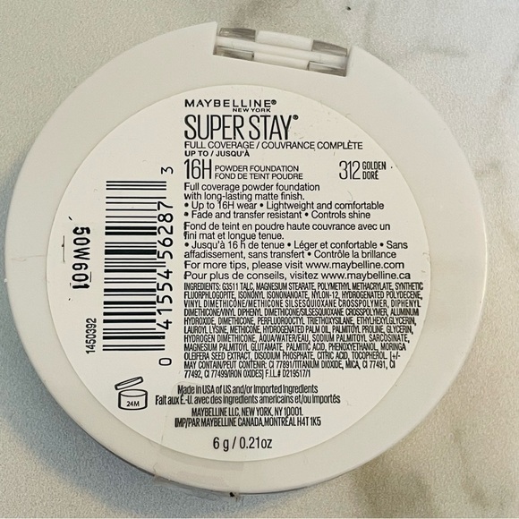 Maybelline 16H #312 Golden Doré Super Stay Full Coverage Powder Foundation - Picture 5 of 5